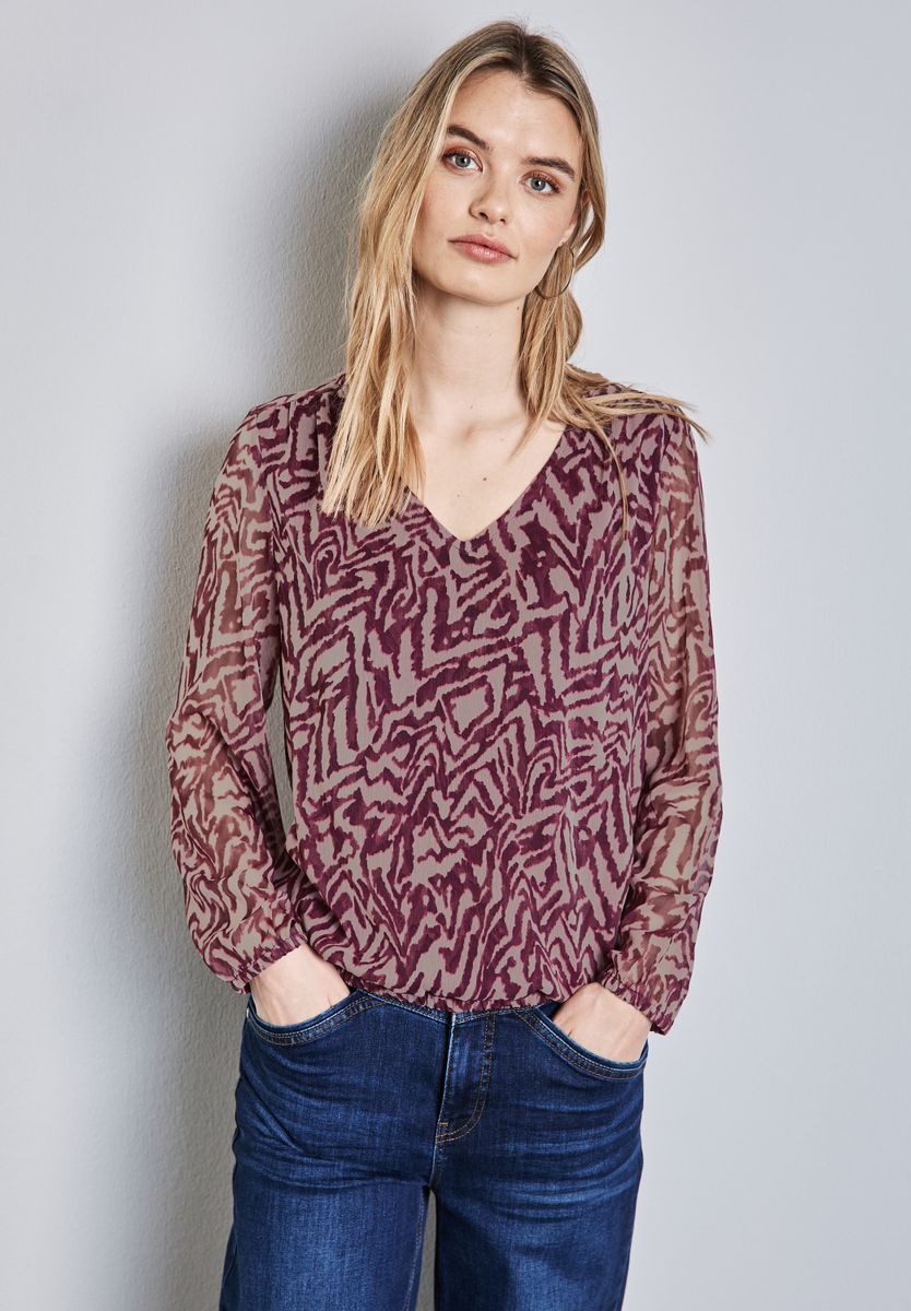 Chiffon-Bluse mit Raffung