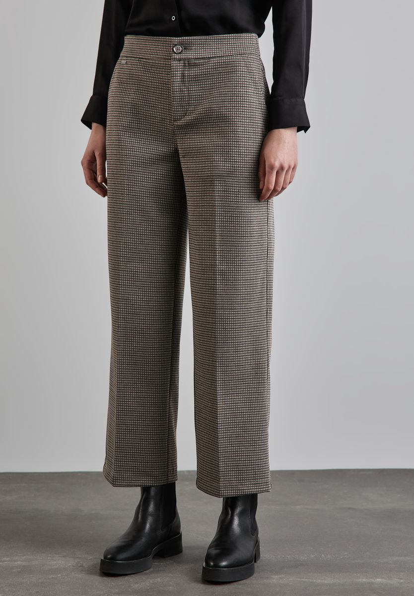 Karierte Wide Leg Hose