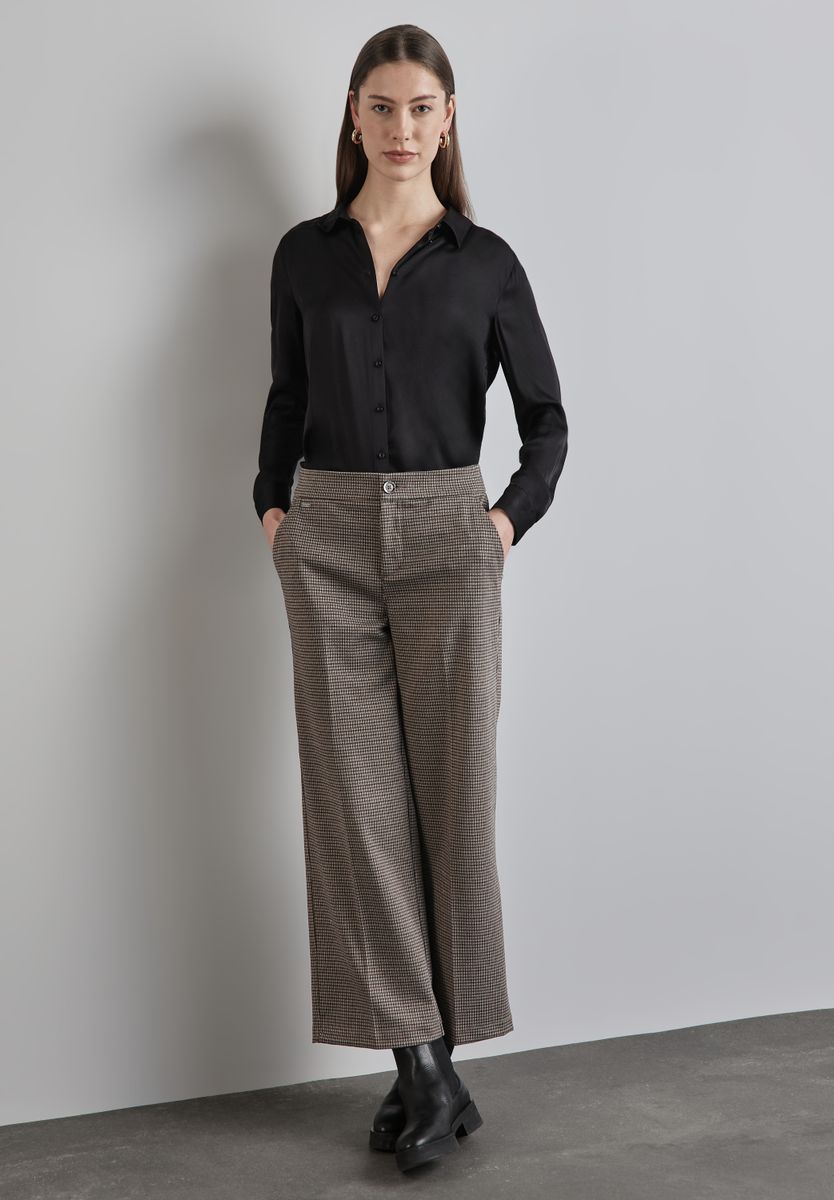 Karierte Wide Leg Hose
