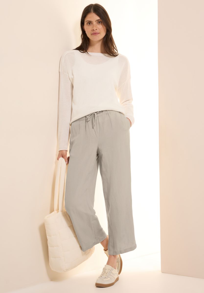 Wide Leg Hose aus Leinenmix