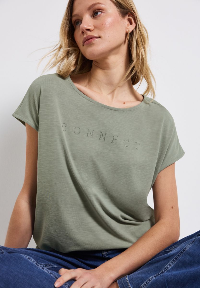 Silk-Look Shirt mit Wording