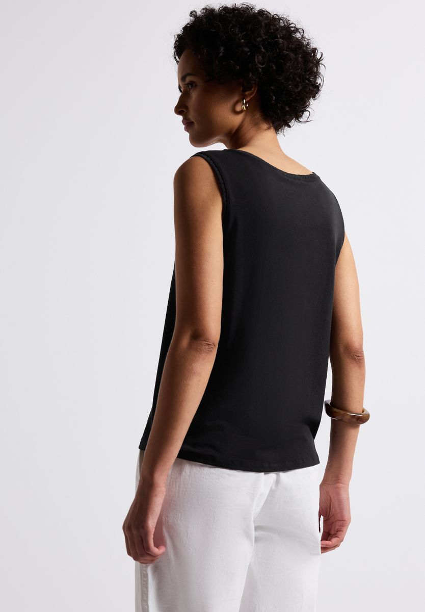 Jersey-Top mit Häkeldetails
