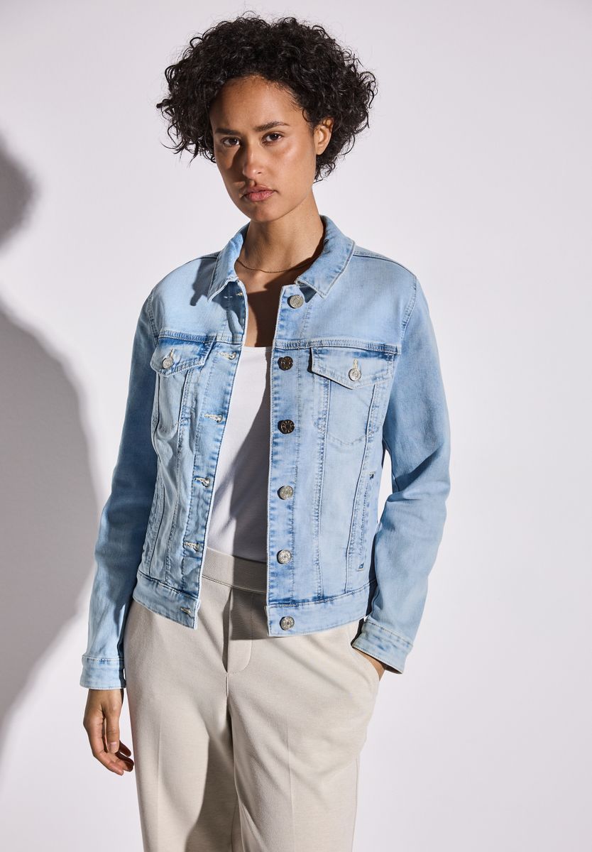 Jeansjacke im Bleached-Look