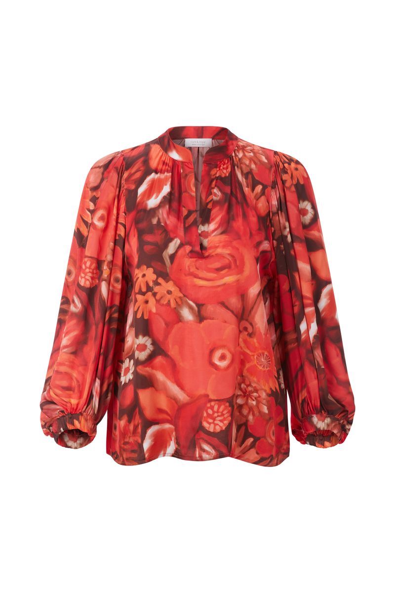 Printed V-Neck Blouse