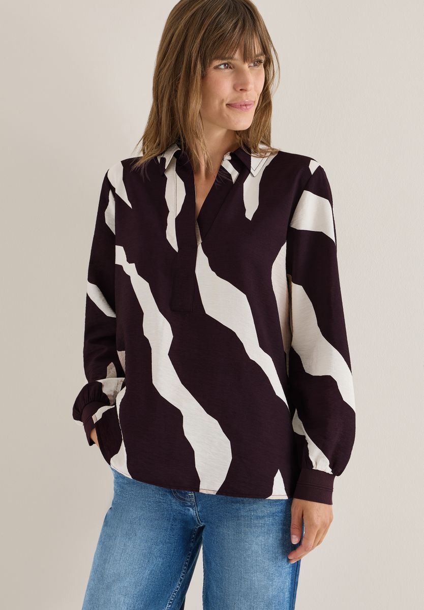 Print-Bluse mit Tapebündchen