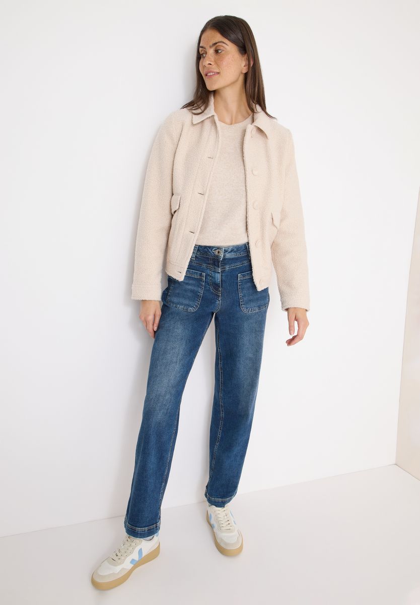 Wide Leg Patch Pocket Jeans