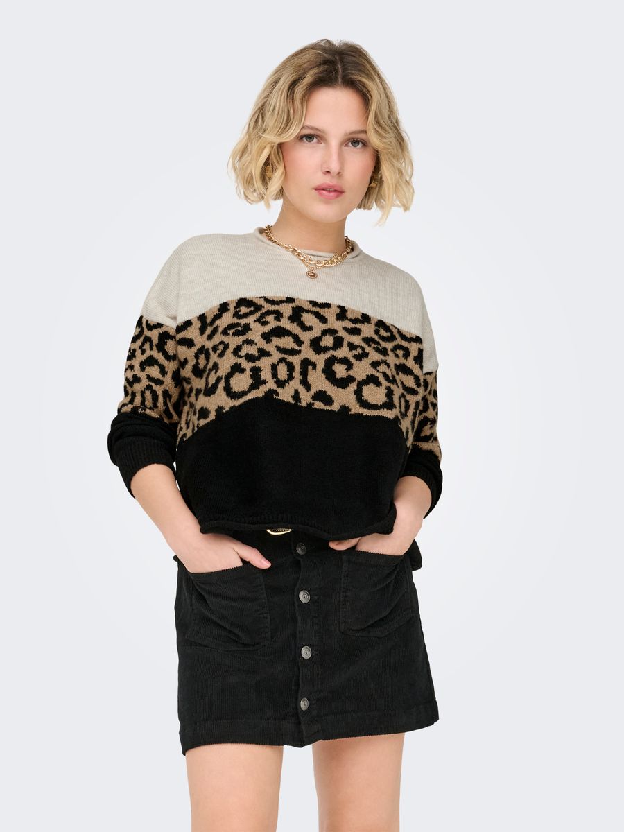 ONLJADE ANIMAL LS O-NECK KNT NOOS