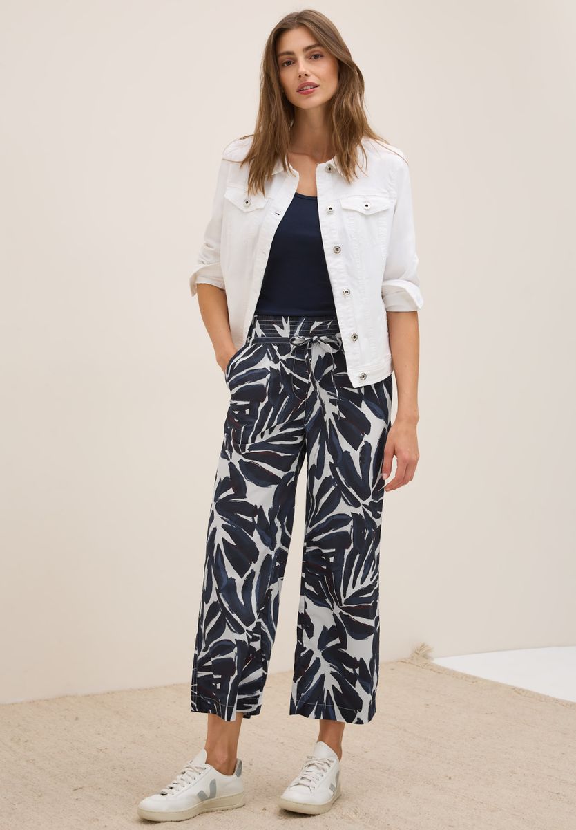 Gemusterte Wide Leg Hose