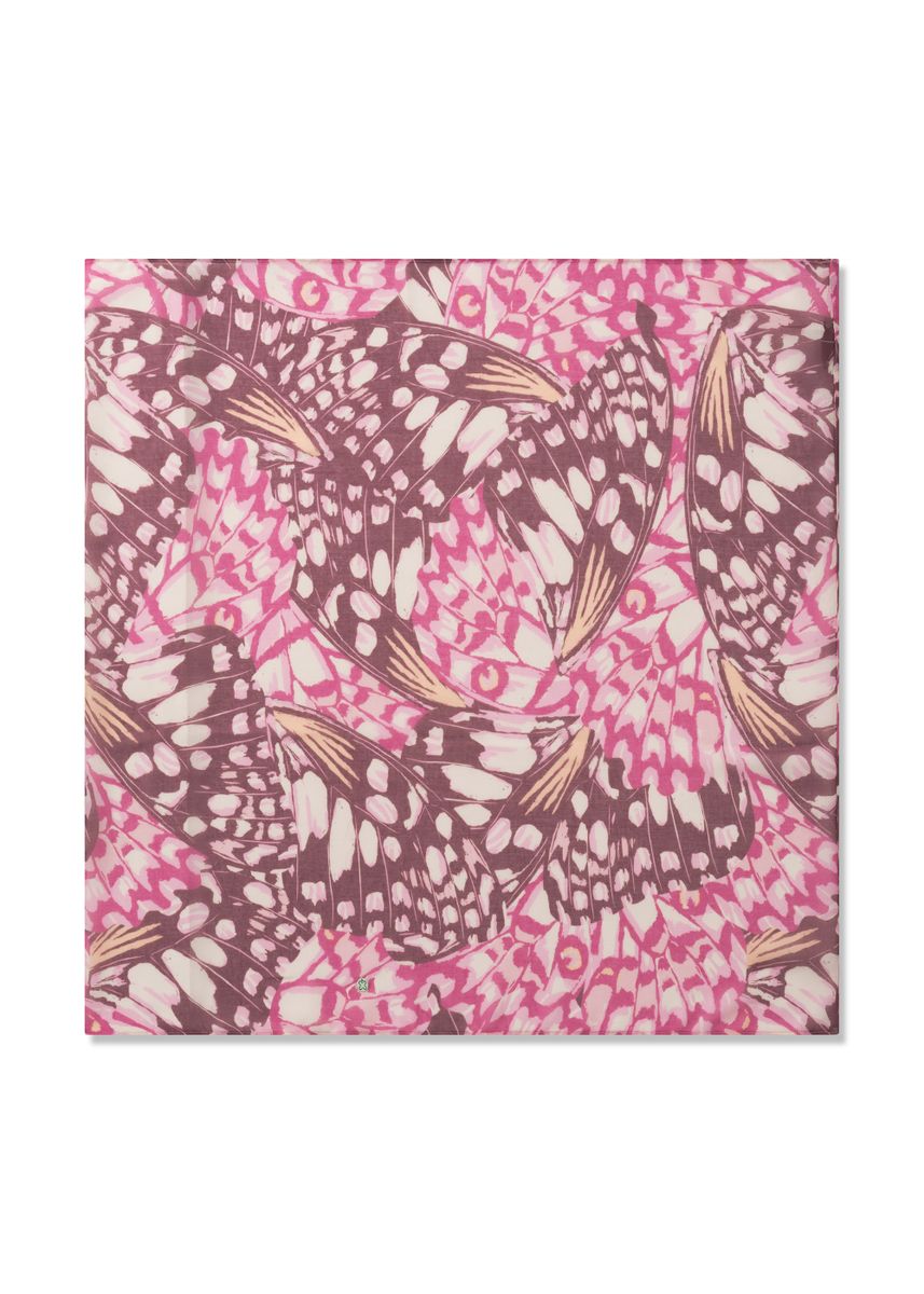 Loop-Schal aus recyceltem Polyester mit Schmetterling-Motiven