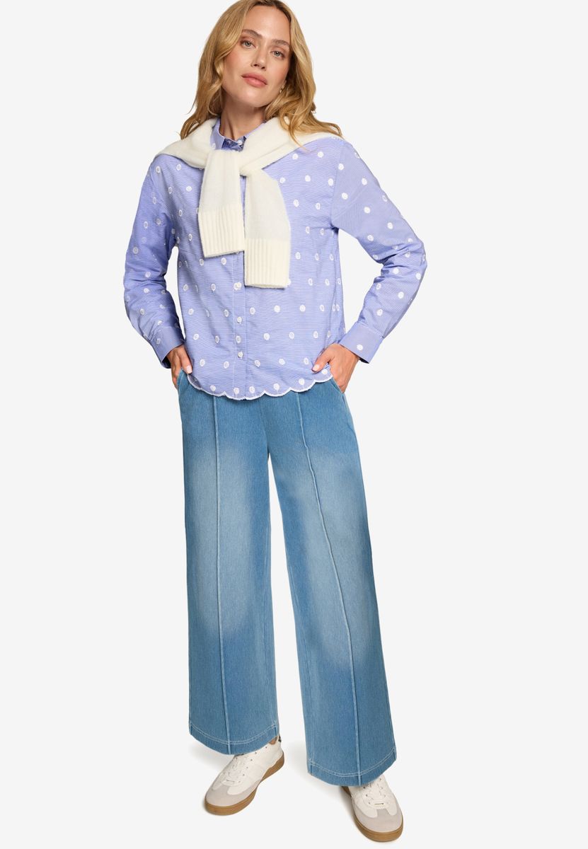 Bluse mit Streifen und Stickerei