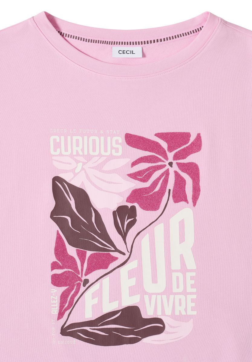 T-Shirt mit Boatneck und Frontprint