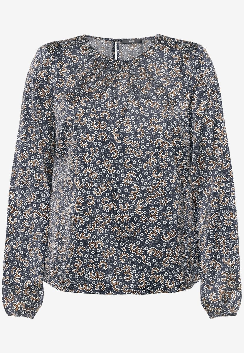 Satinbluse langarm mit Blumen