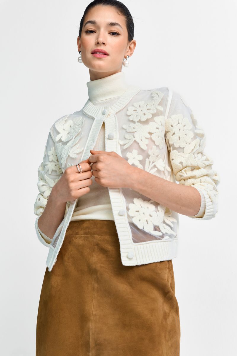 CNK Cardi with Mesh Embro