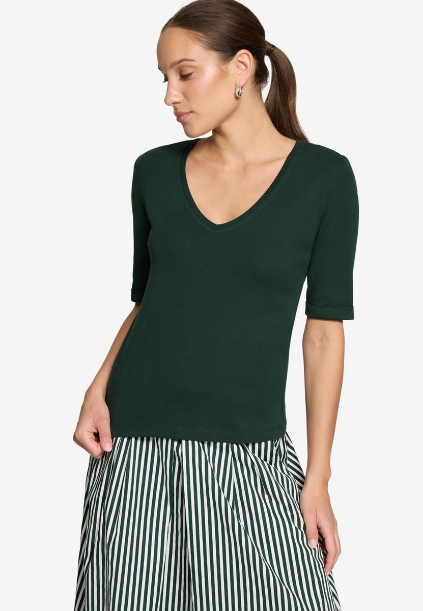Basic-T-Shirt mit V-Ausschnitt