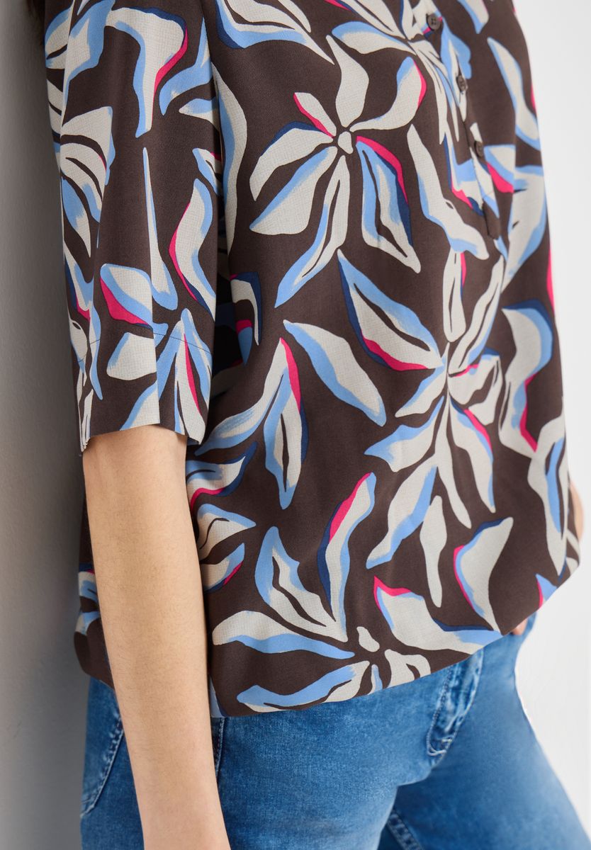 Kurzarm Bluse mit floralem Muster