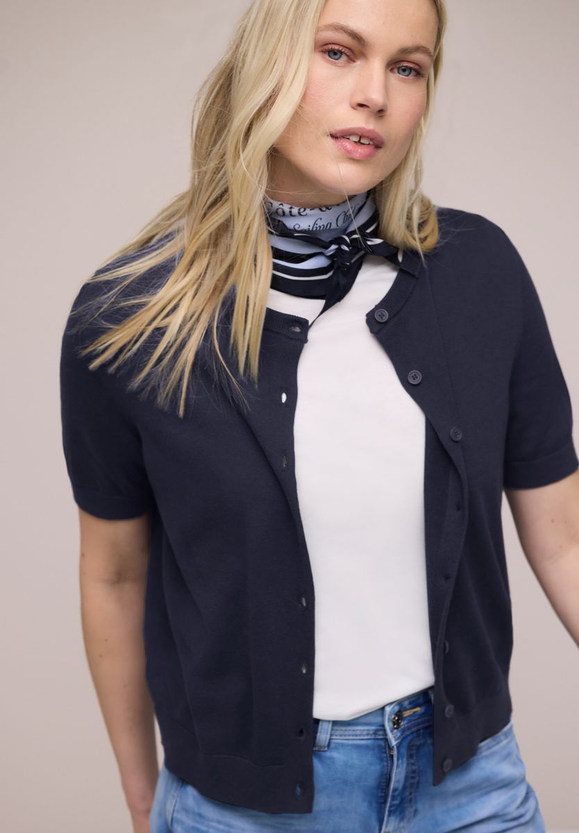 Kurzarm Cardigan mit Rundhals
