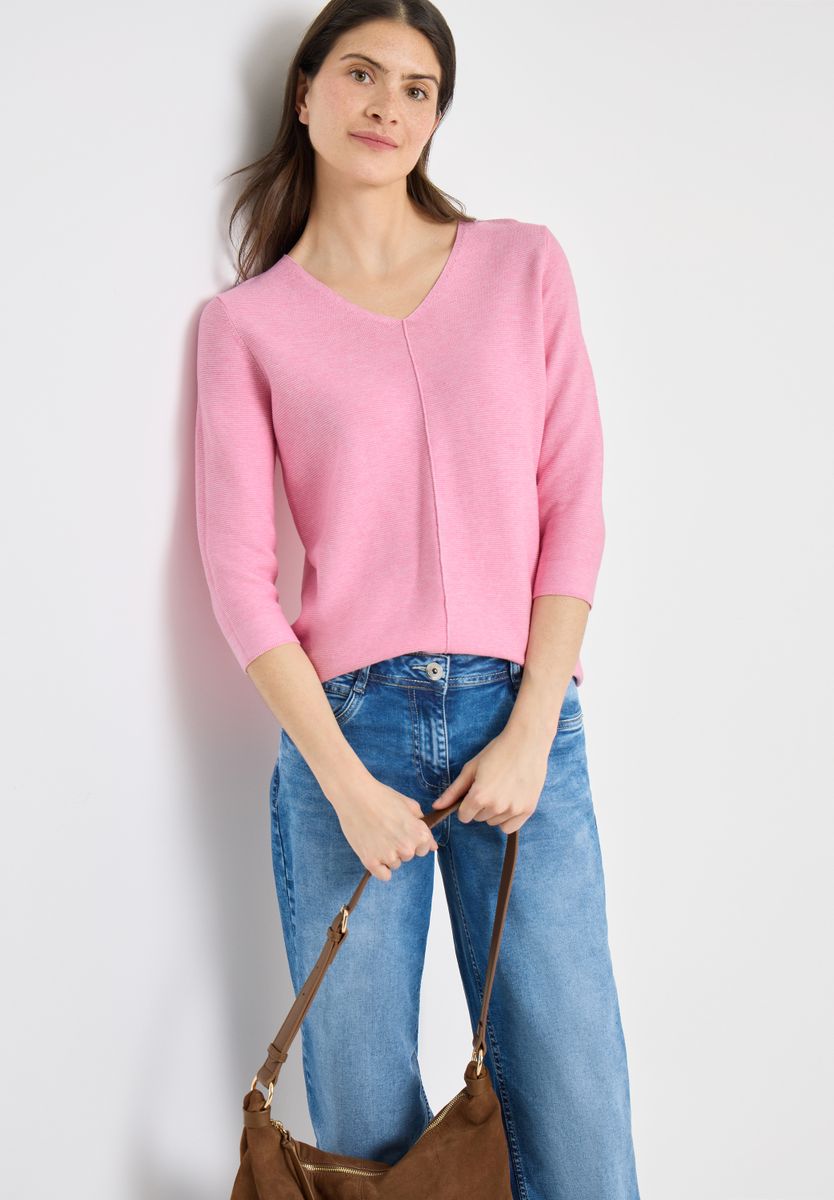 3/4-Arm Pullover mit Struktur