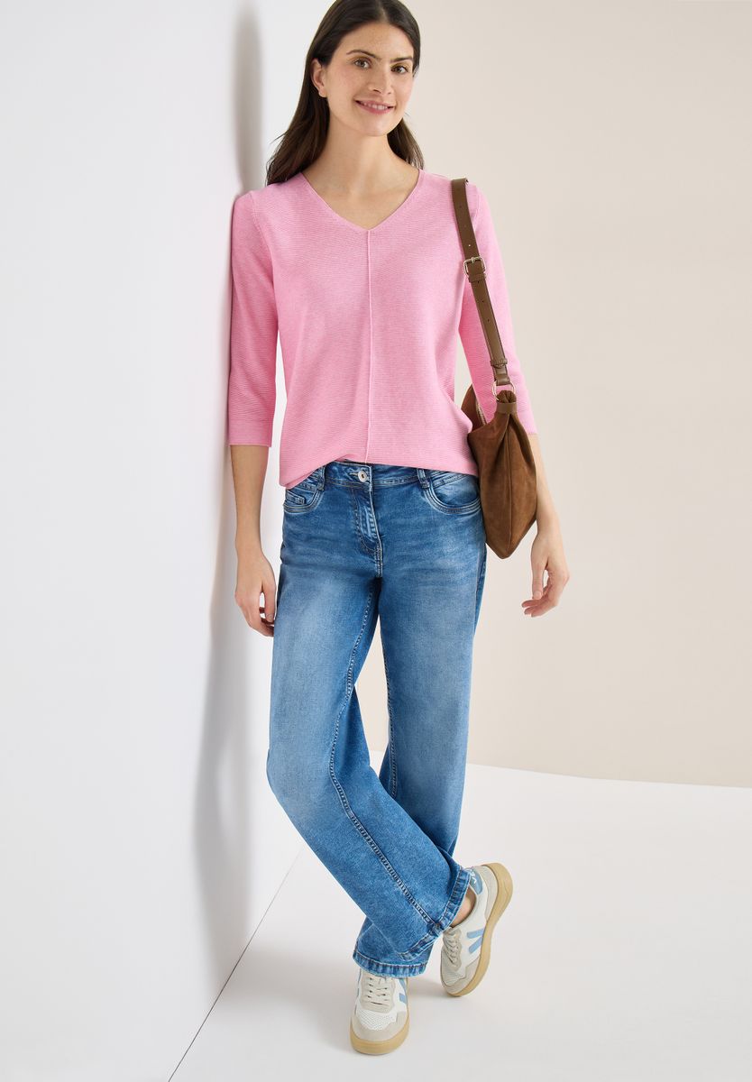 3/4-Arm Pullover mit Struktur