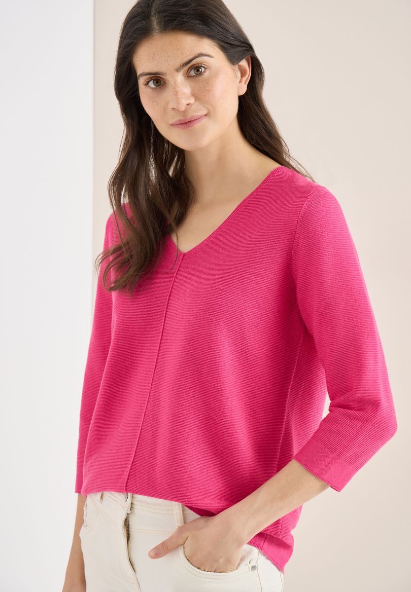 3/4-Arm Pullover mit Struktur