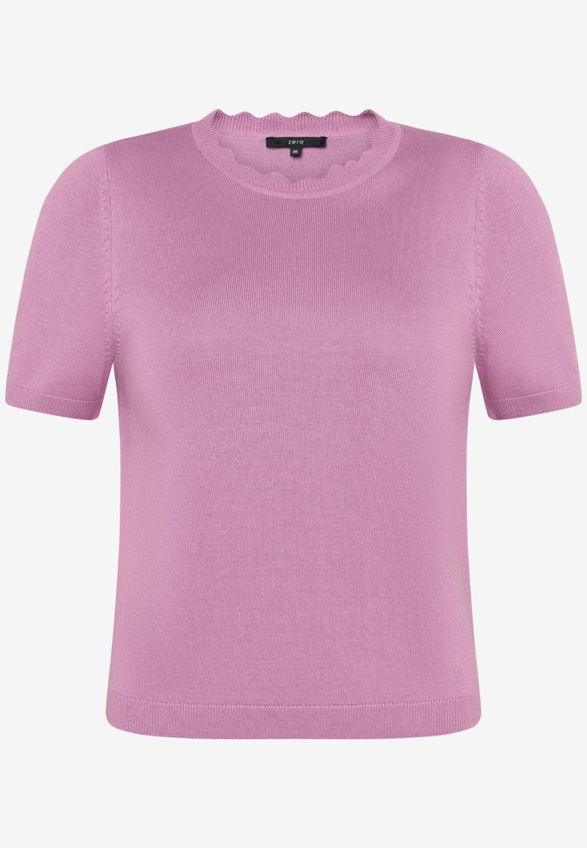 Kurzarmpullover mit Wellensaum
