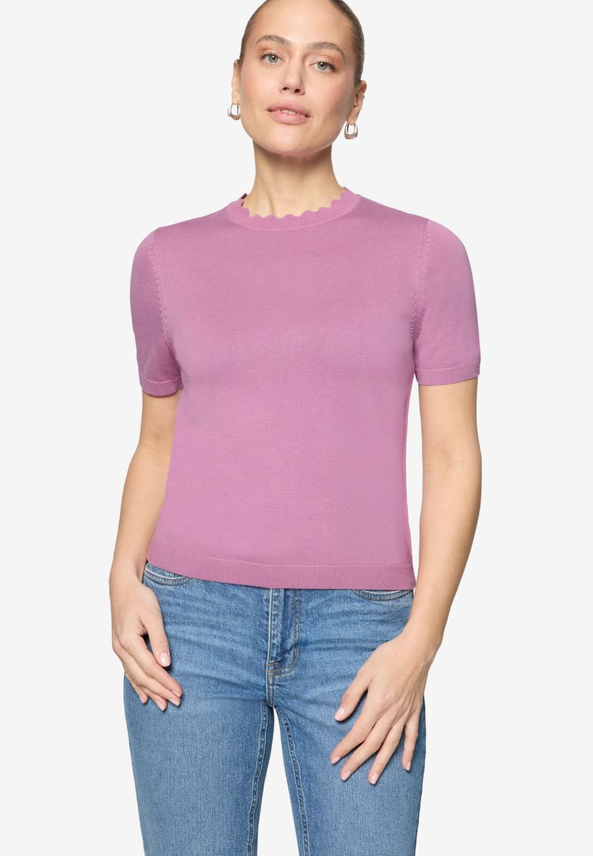 Kurzarmpullover mit Wellensaum
