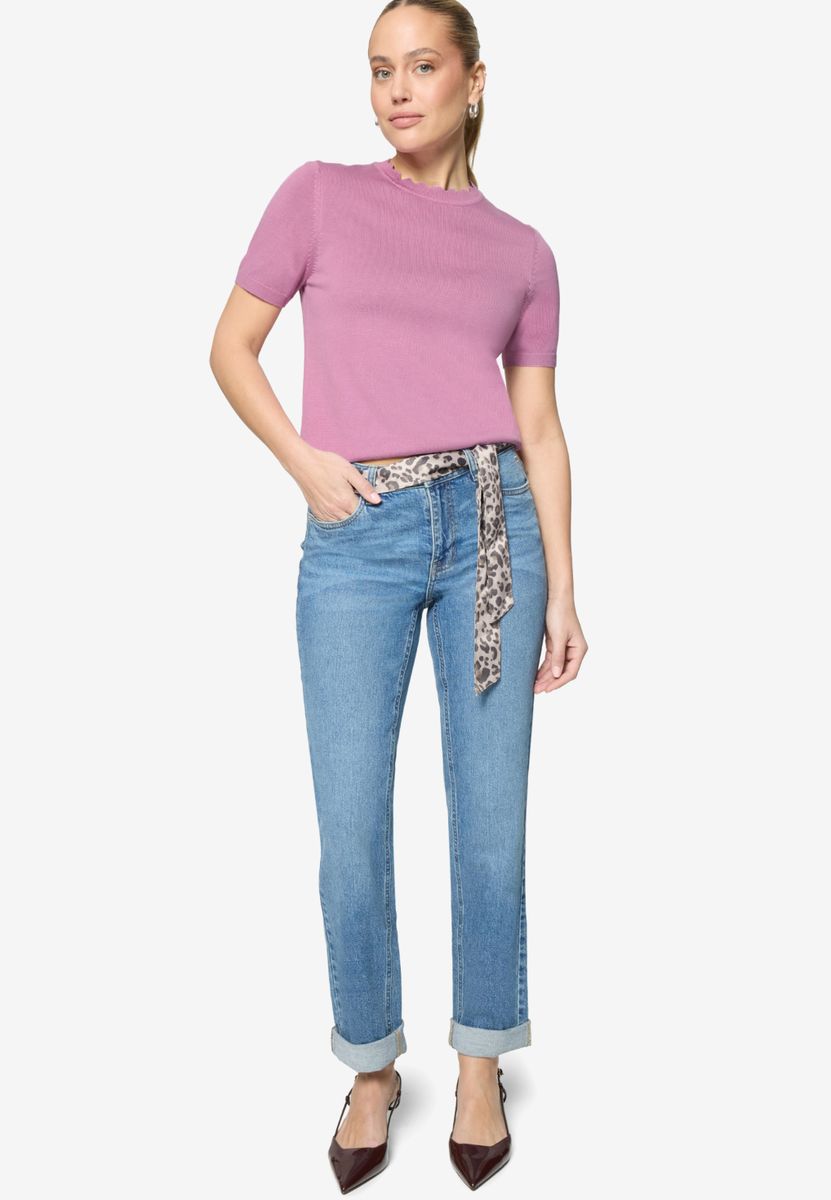 Kurzarmpullover mit Wellensaum