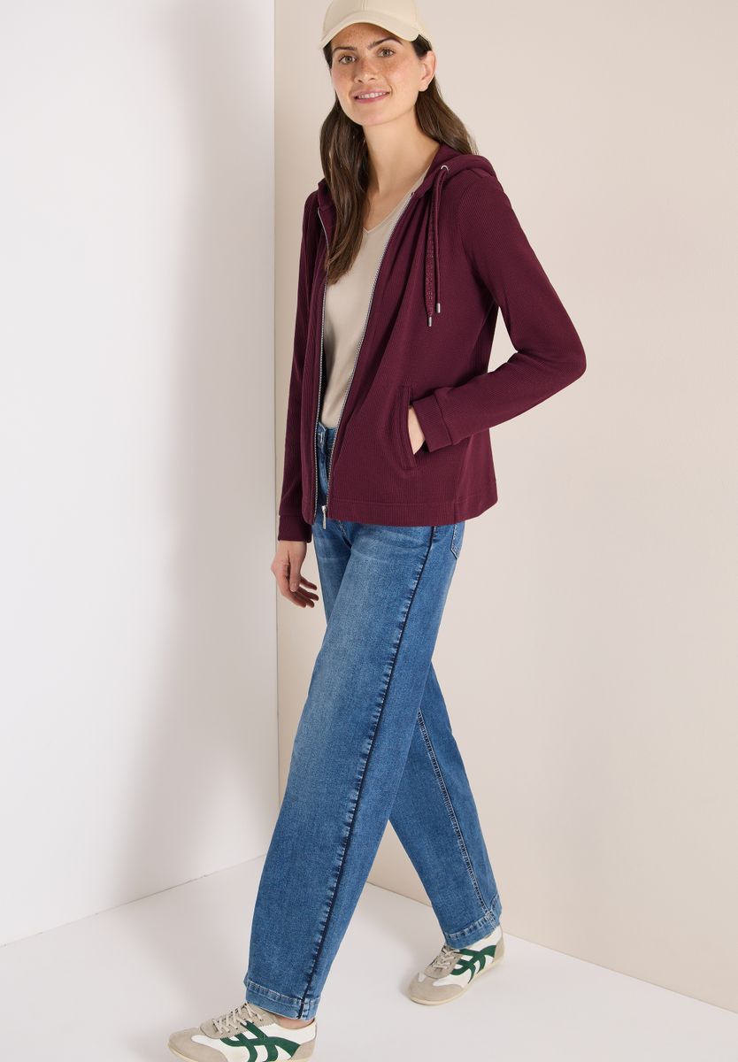 Langarm Jacke mit Kapuze und Taschen