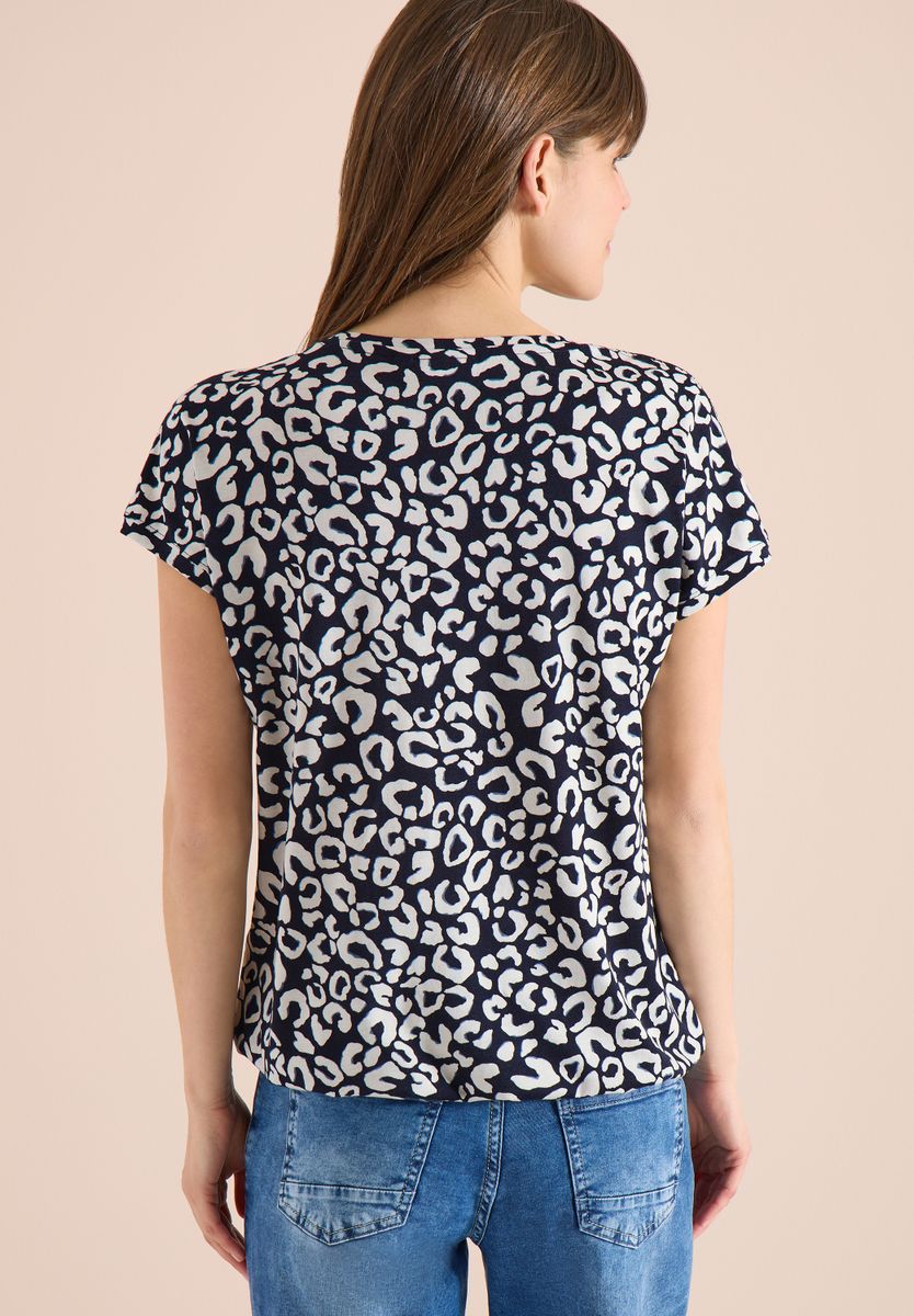 Shirt mit Spitzendetail und Leo-Print