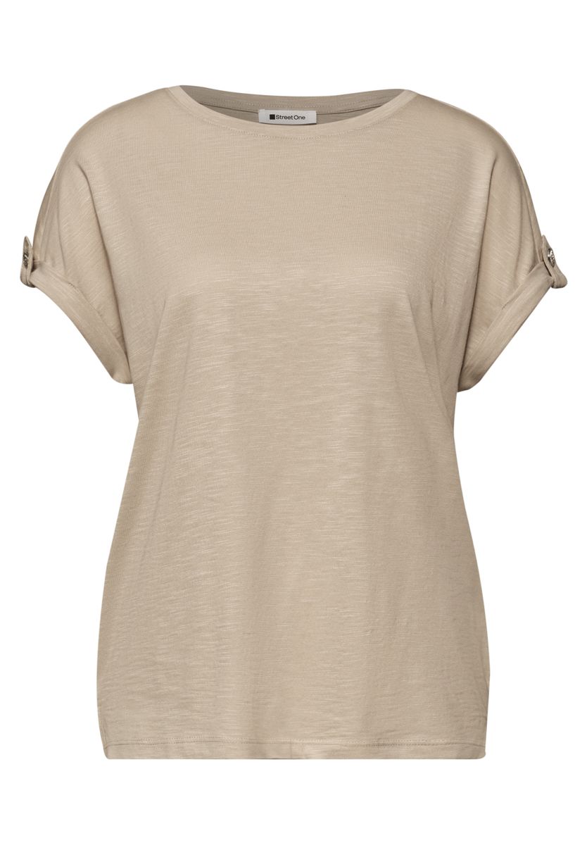 T-Shirt mit Rundhals und Knopfdetails