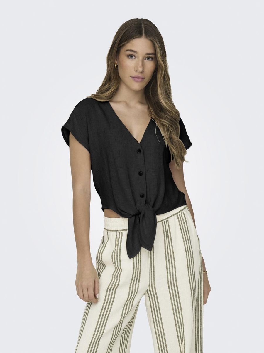 ONLSIESTA SS KNOT LIN BL SHIRT PNT NOOS