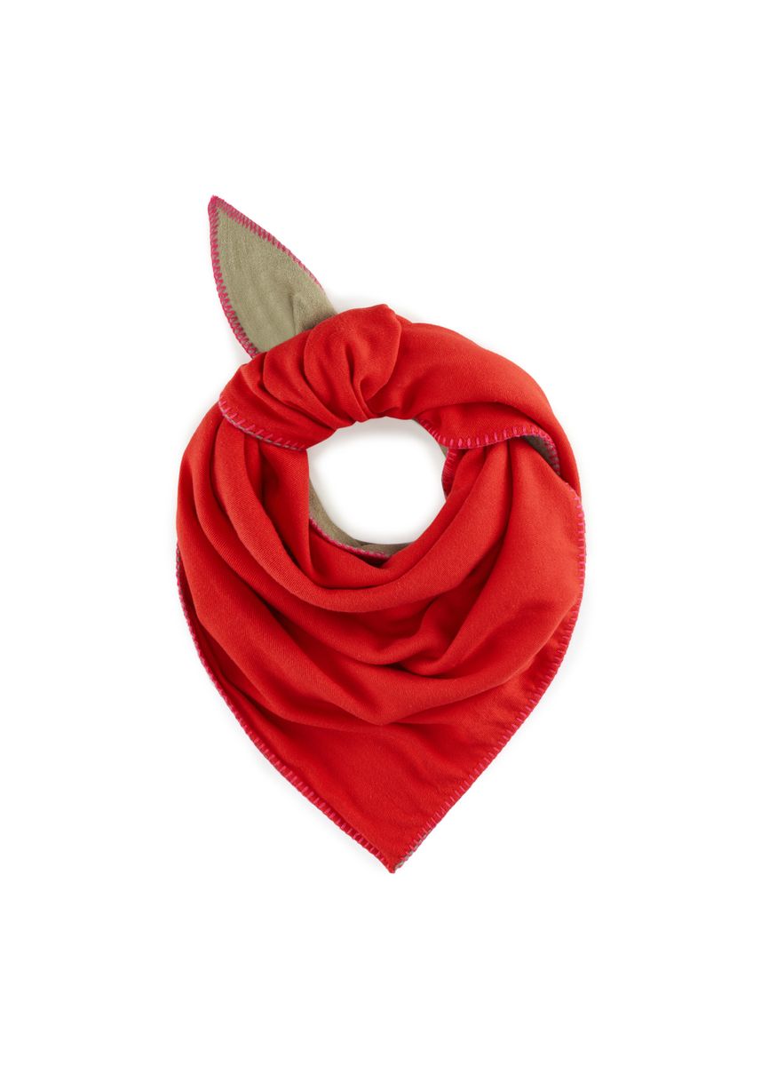 Beidseitig tragbares Dreieckstuch mit Blanket-Stitching
