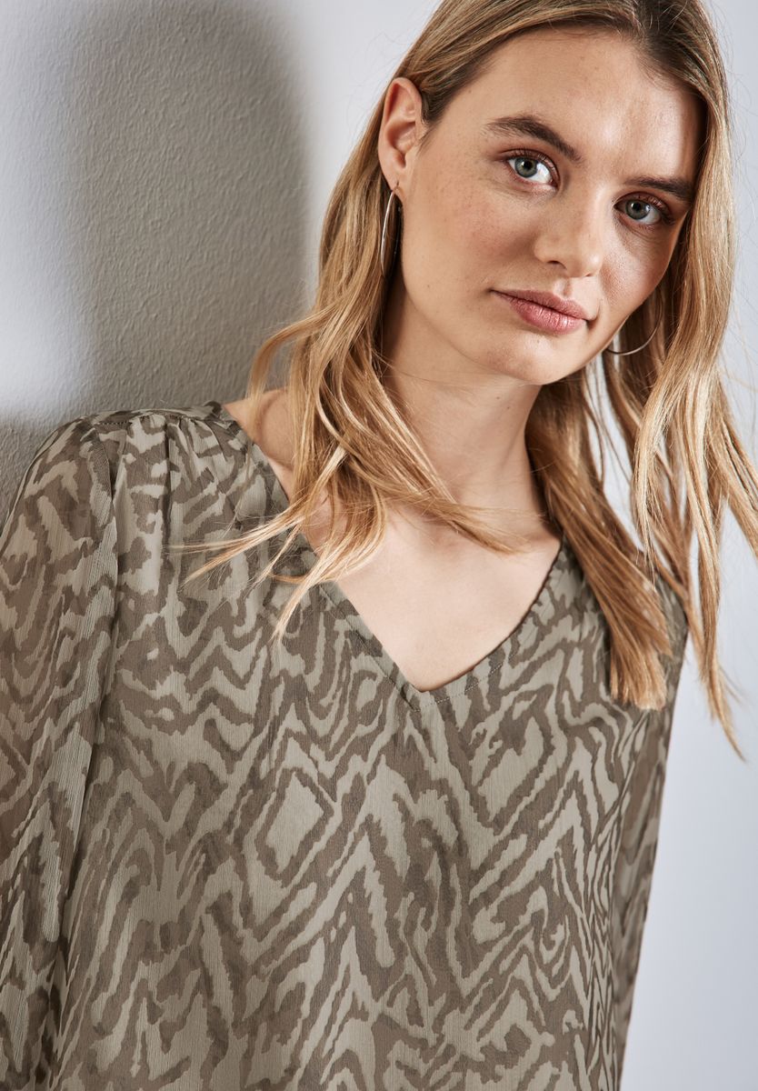 Chiffon-Bluse mit Raffung
