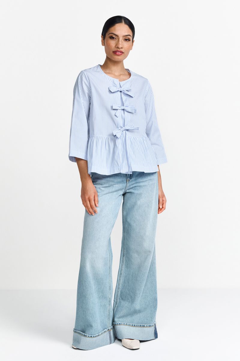 Striped blouse with bow