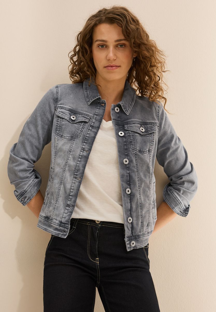 Jeansjacke mit Hemdkragen
