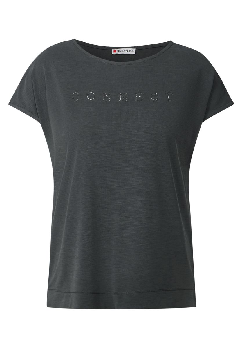 Silk-Look Shirt mit Wording