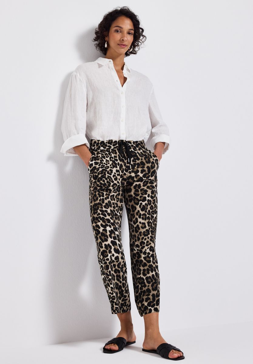 Gemusterte Wide Leg Hose