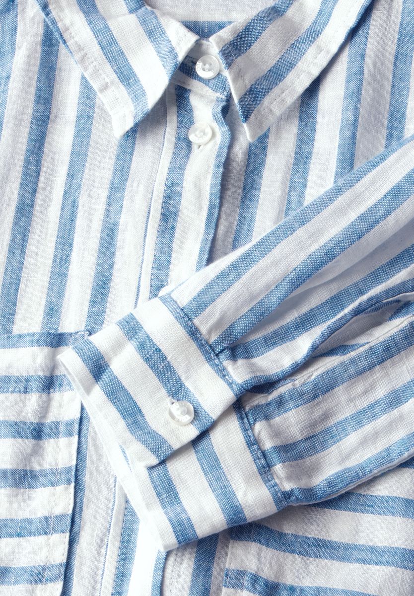 Gestreifte Leinenhemdbluse