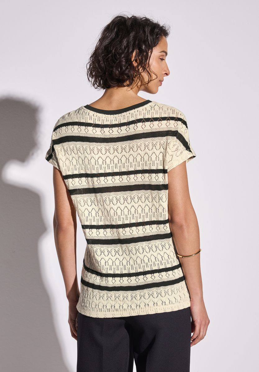 Ajour Shirt mit Streifen