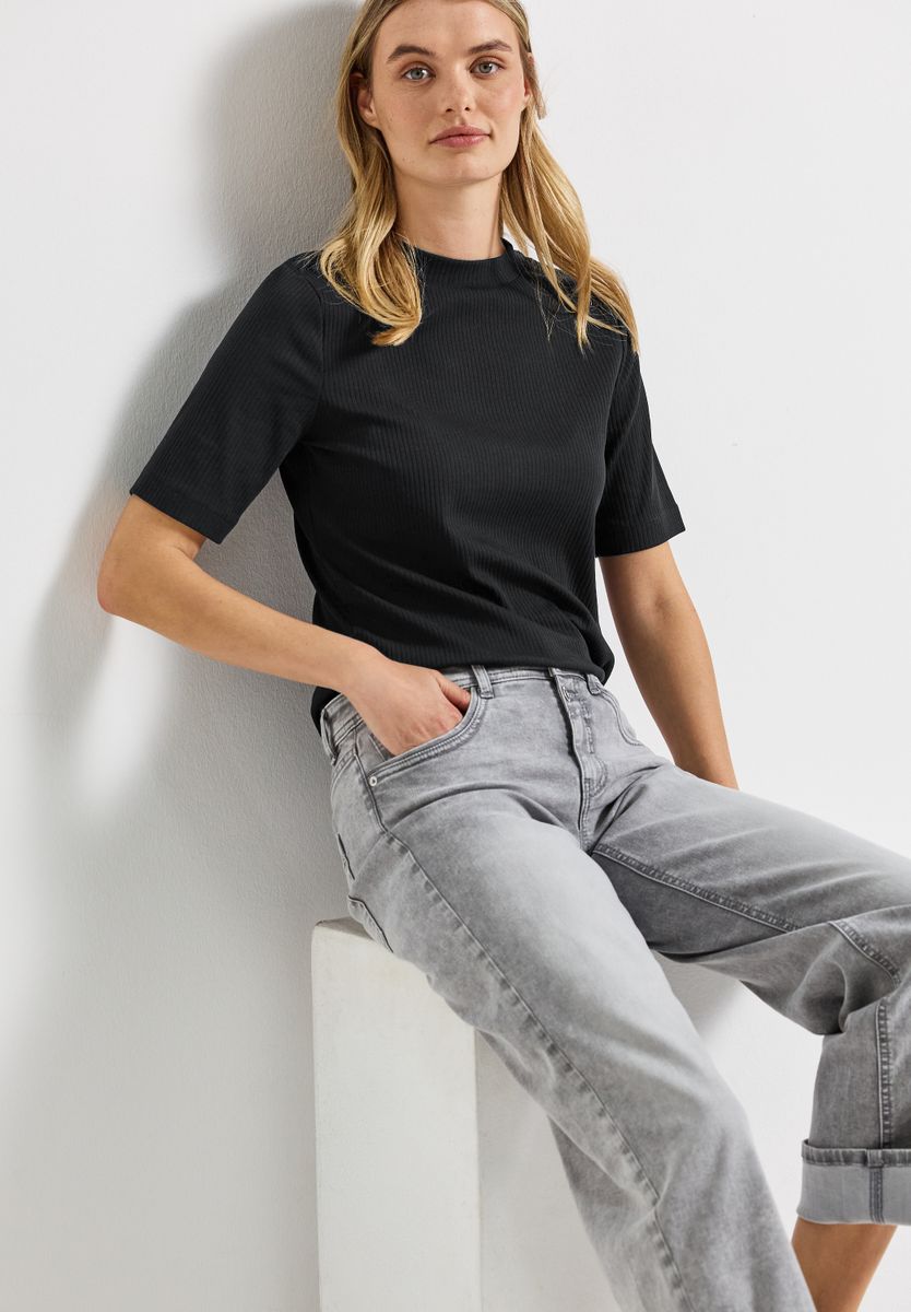 T-Shirt mit Rippstruktur