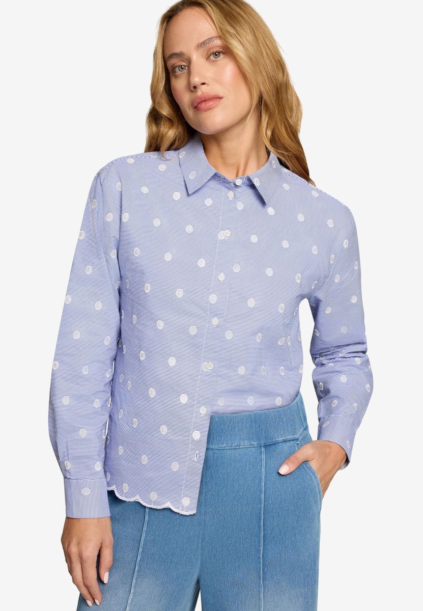 Bluse mit Streifen und Stickerei