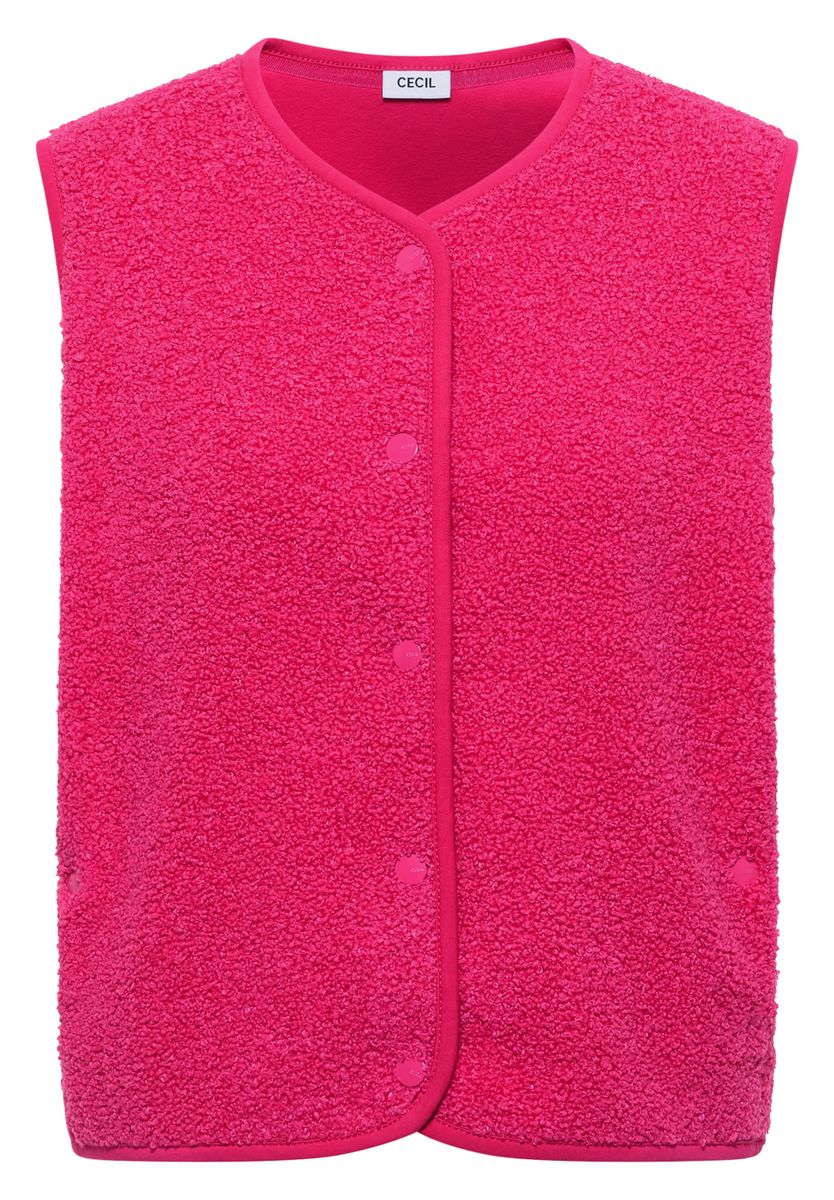 Weste aus Teddy-Material mit Rundhals