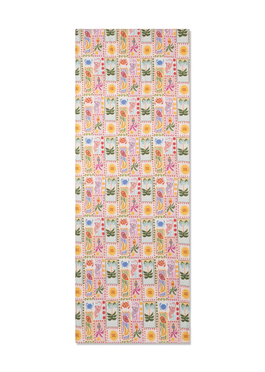 Schal aus feiner Modal-Baumwollmischung mit Sonne-Palmen-Mix