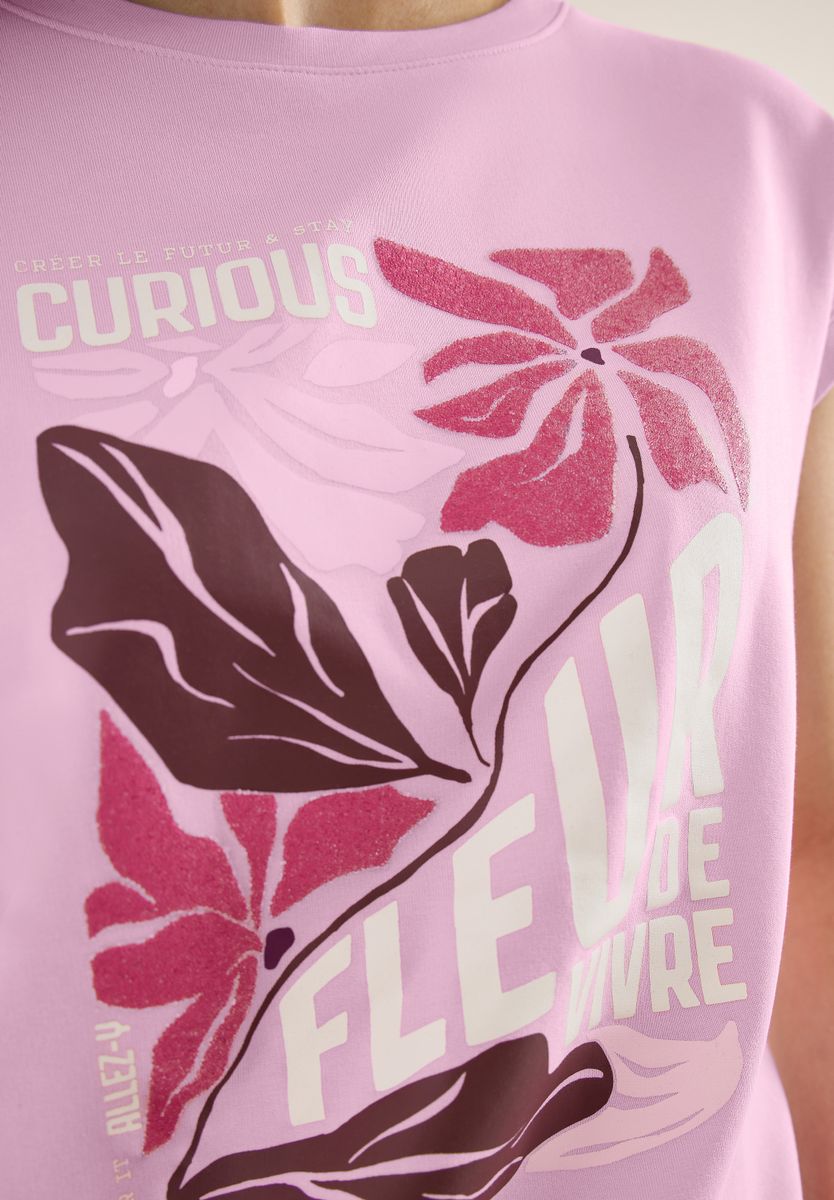 T-Shirt mit Boatneck und Frontprint