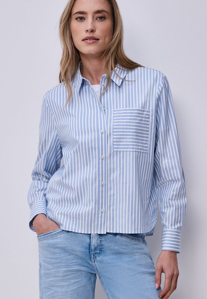 Bluse mit Hemdkragen und  Backprint