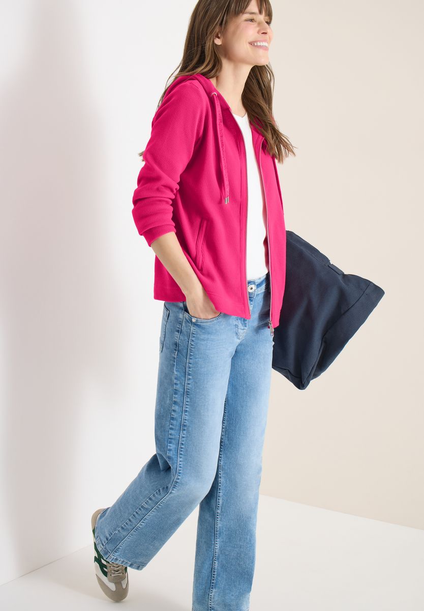 Langarm Jacke mit Kapuze und Taschen