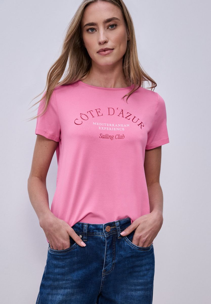 T-Shirt mit Rundhals und Wording