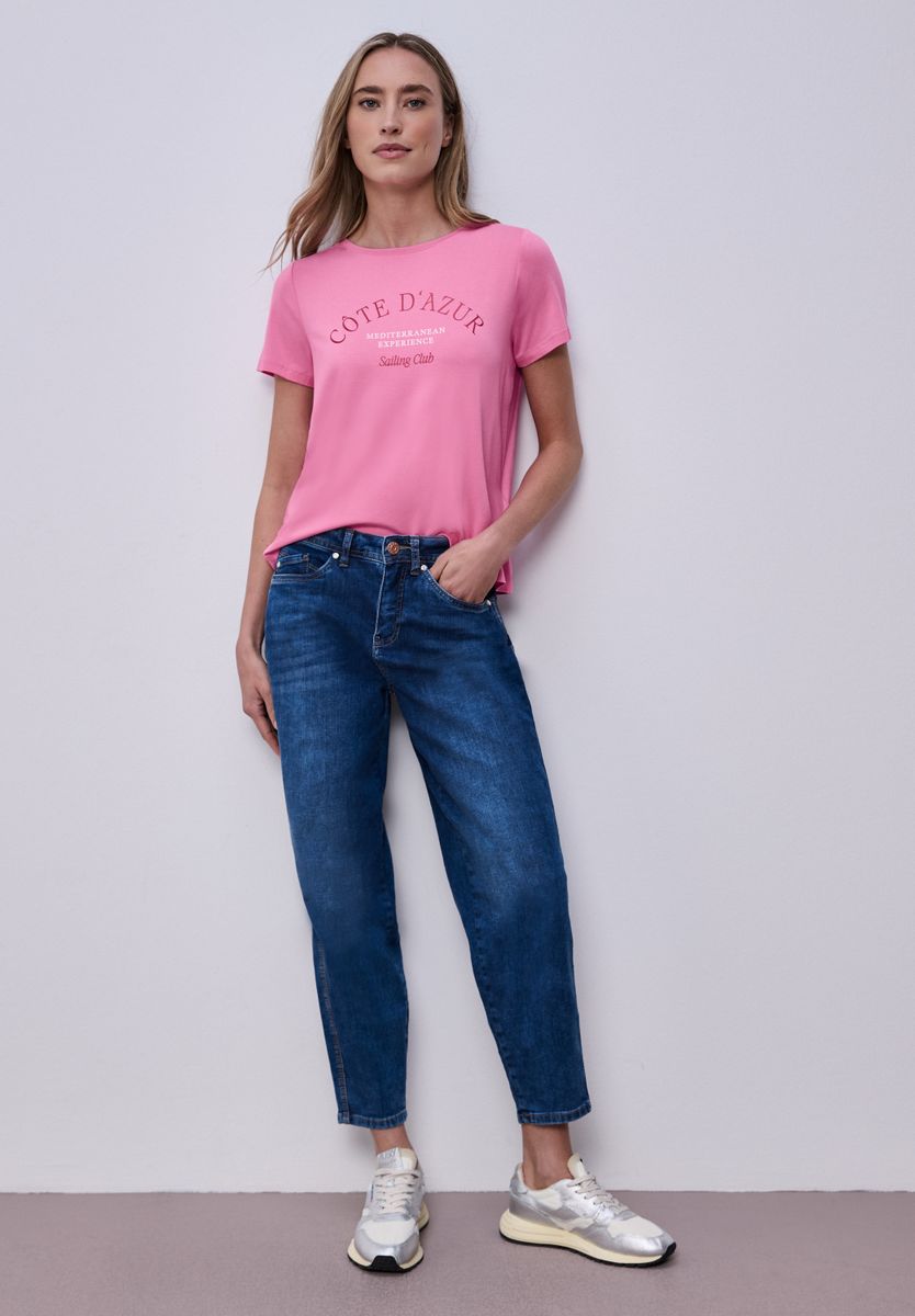 T-Shirt mit Rundhals und Wording