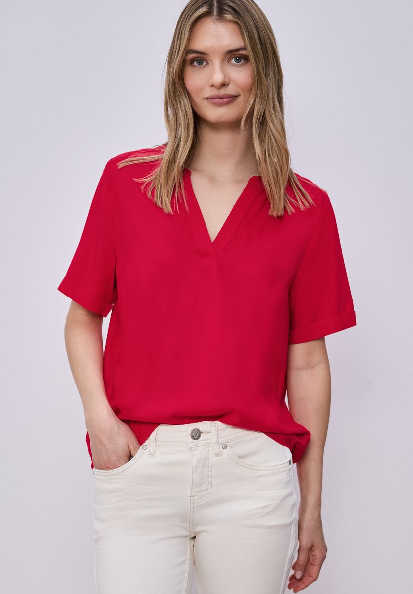 Kurzarm Bluse mit Turn-Up