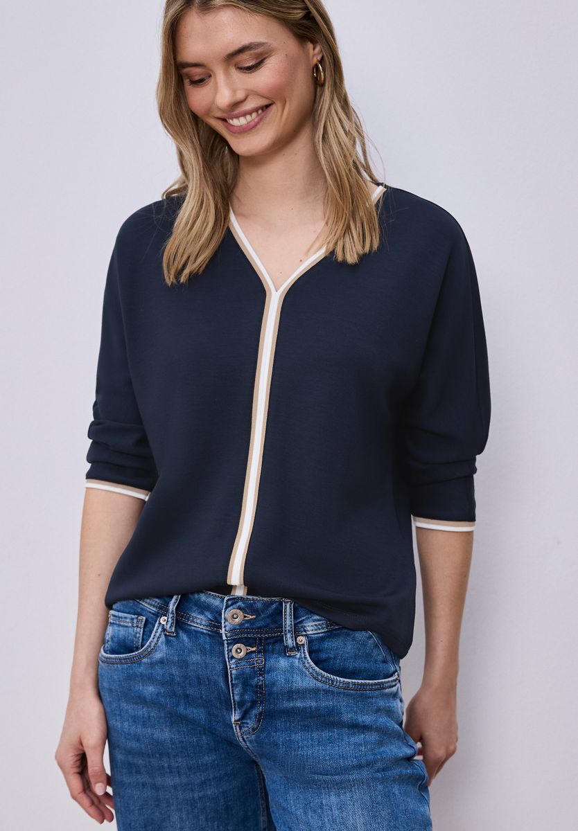 3/4-Arm Shirt mit Kontrastdetail
