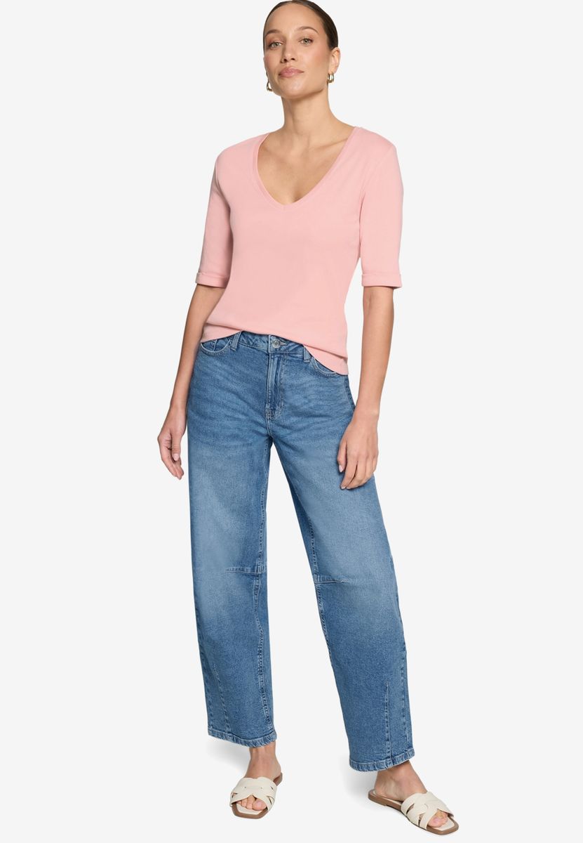 Basic-T-Shirt mit V-Ausschnitt